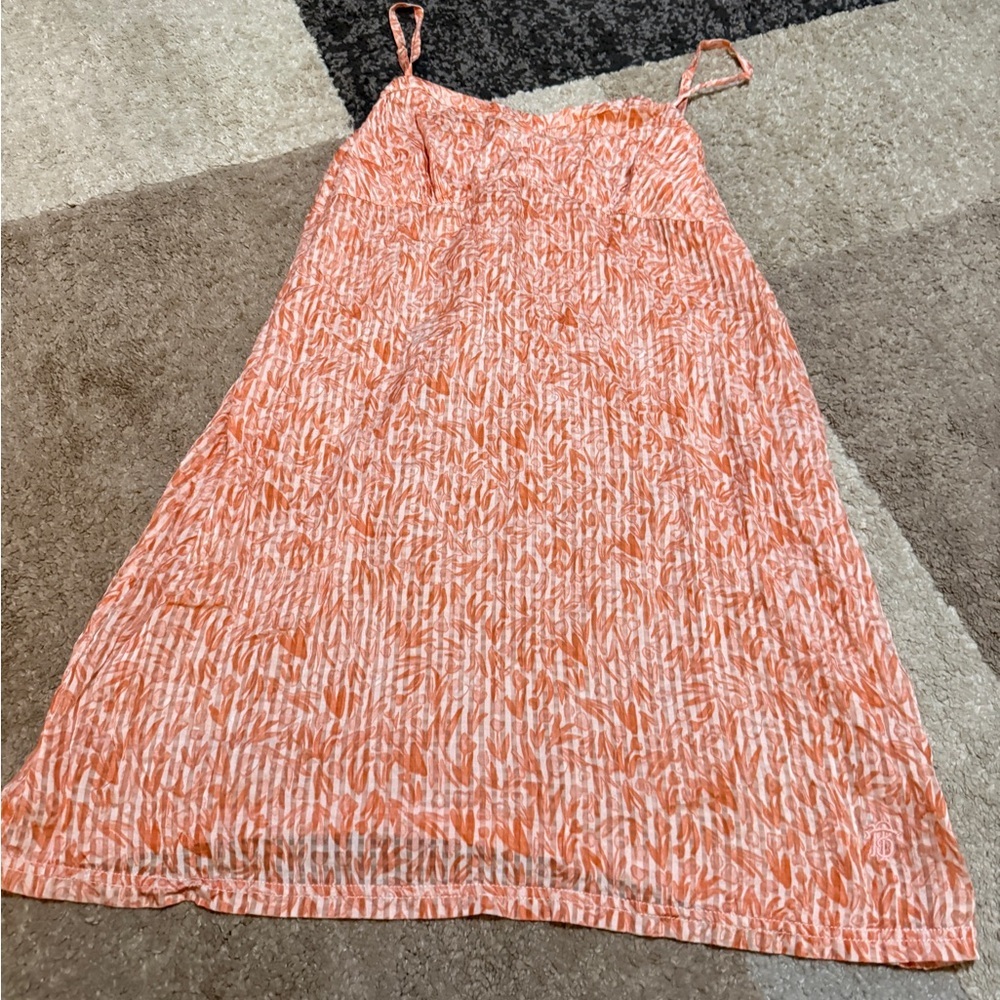 Tory Burch Silk Halter Dress Cream Orange Stripe Tulips Print- Size XL- 13131459